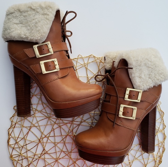 Rachel Zoe Shoes - Rachel Zoe | Piper Shearling- Cuff Tan Booties 8.5